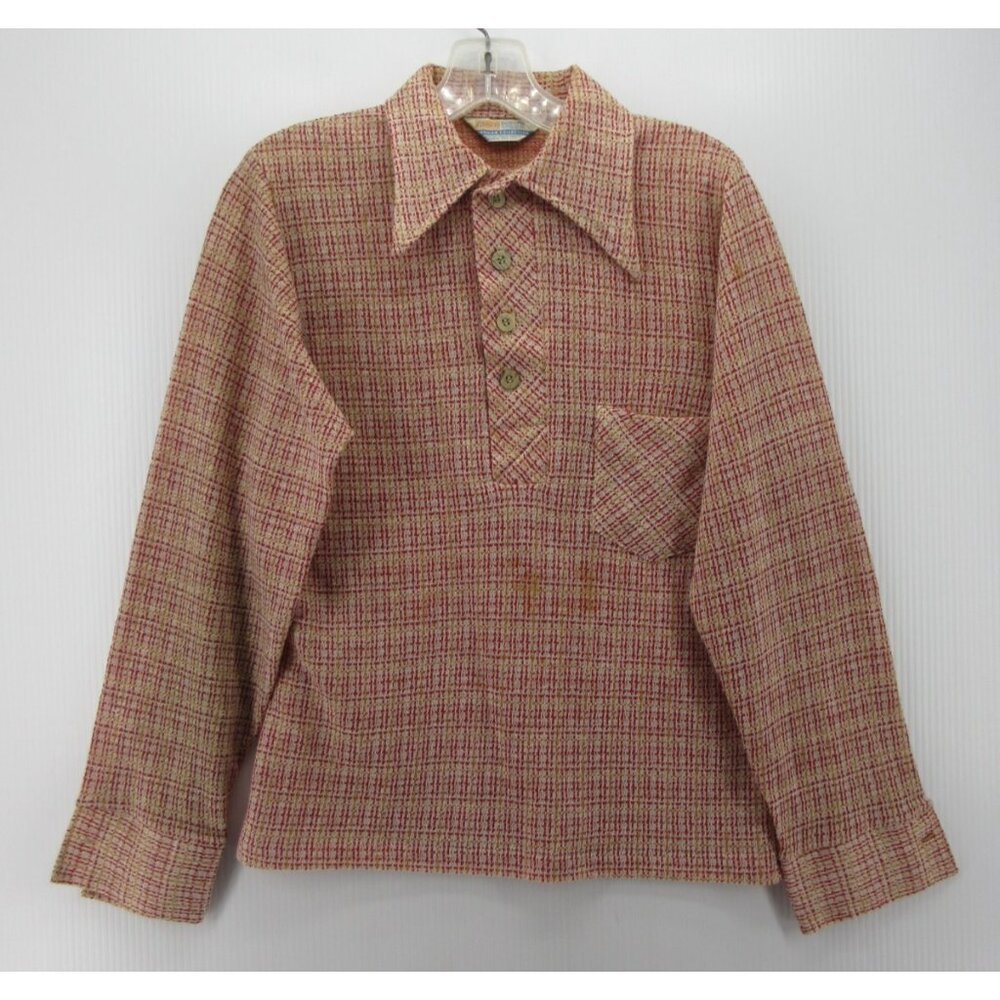 VINTAGE Grants Shirt Small 70s Popover Disco Mod 70s Rockabilly Club *